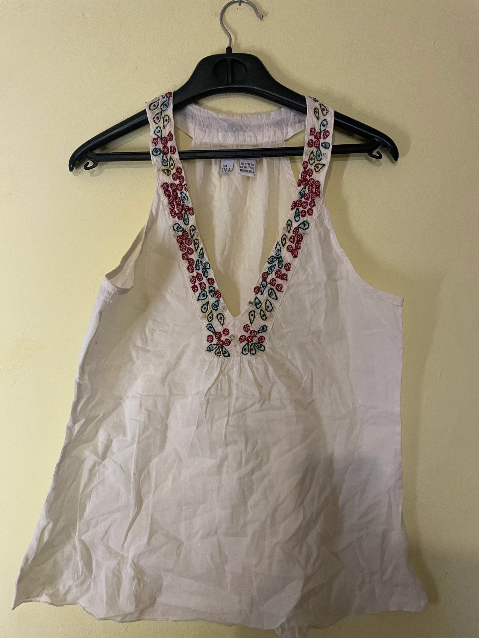 Top branco halter 100% algodão bordado colorido Verão  – photo 3